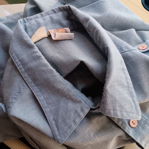 Vintage Kennington Blue Short Sleeve Shirt W/ Zippered Pockets & Button Details - Picture 6 of 8